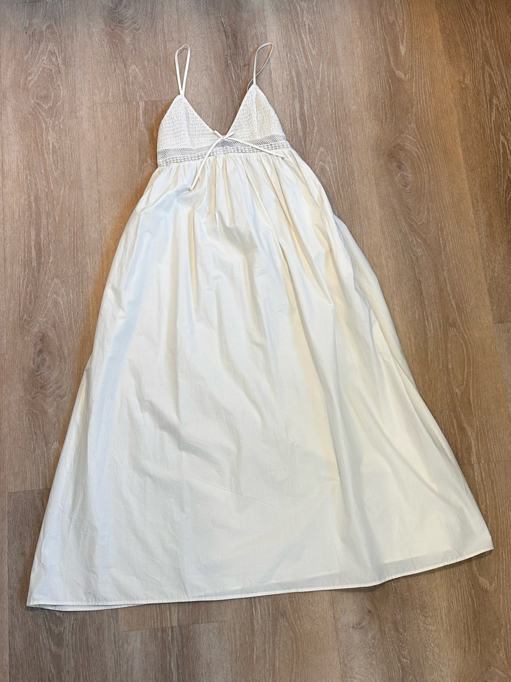 New with Tags Zara Cream Crochet-Trim Spaghetti Strap Maxi Dress